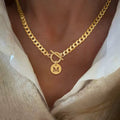 Initial Necklaces for Women 18K Gold Plated Dainty Round Letter A-Z Necklace for Women Love Jewelry Gift for Women