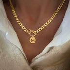 Initial Necklaces for Women 18K Gold Plated Dainty Round Letter A-Z Necklace for Women Love Jewelry Gift for Women