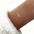 Gold Bracelets for Women-18K Dainty Initial A-Z Gold Plated Bracelets Pearls Beaded Link Chain Bracelets Set Layered Jewelry for Women