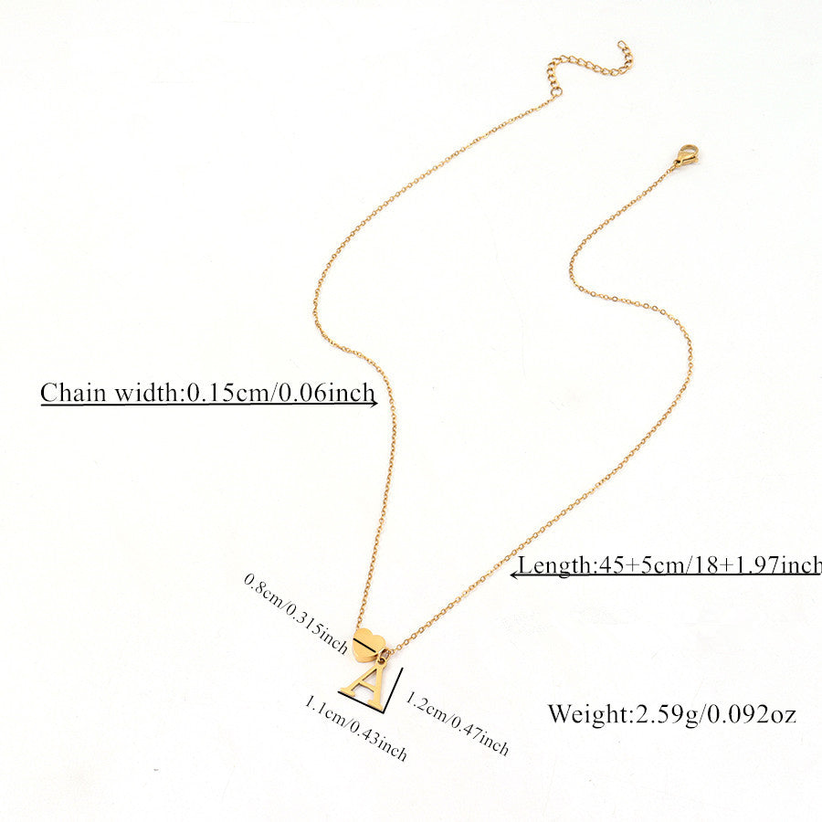 Gold Heart Initial Necklaces For Women-18k Gold Plated Dainty Choker Necklace For Women Trendy Stainless Steel Pendant Letter Necklaces For Women Jewelry Gifts