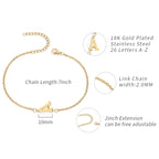 Gold Bracelets for Women-18K Dainty Initial A-Z Gold Plated Bracelets Pearls Beaded Link Chain Bracelets Set Layered Jewelry for Women