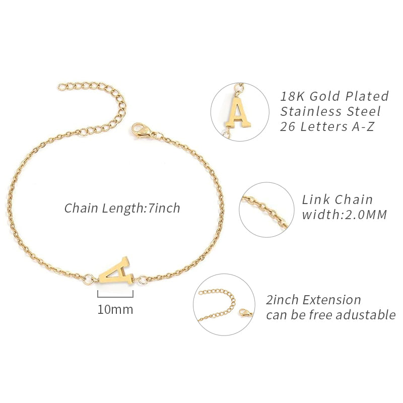 Gold Bracelets for Women-18K Dainty Initial A-Z Gold Plated Bracelets Pearls Beaded Link Chain Bracelets Set Layered Jewelry for Women