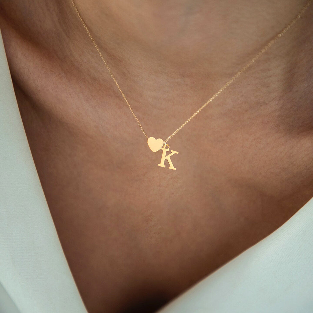 Gold Heart Initial Necklaces For Women-18k Gold Plated Dainty Choker Necklace For Women Trendy Stainless Steel Pendant Letter Necklaces For Women Jewelry Gifts