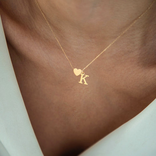 Gold Heart Initial Necklaces For Women-18k Gold Plated Dainty Choker Necklace For Women Trendy Stainless Steel Pendant Letter Necklaces For Women Jewelry Gifts