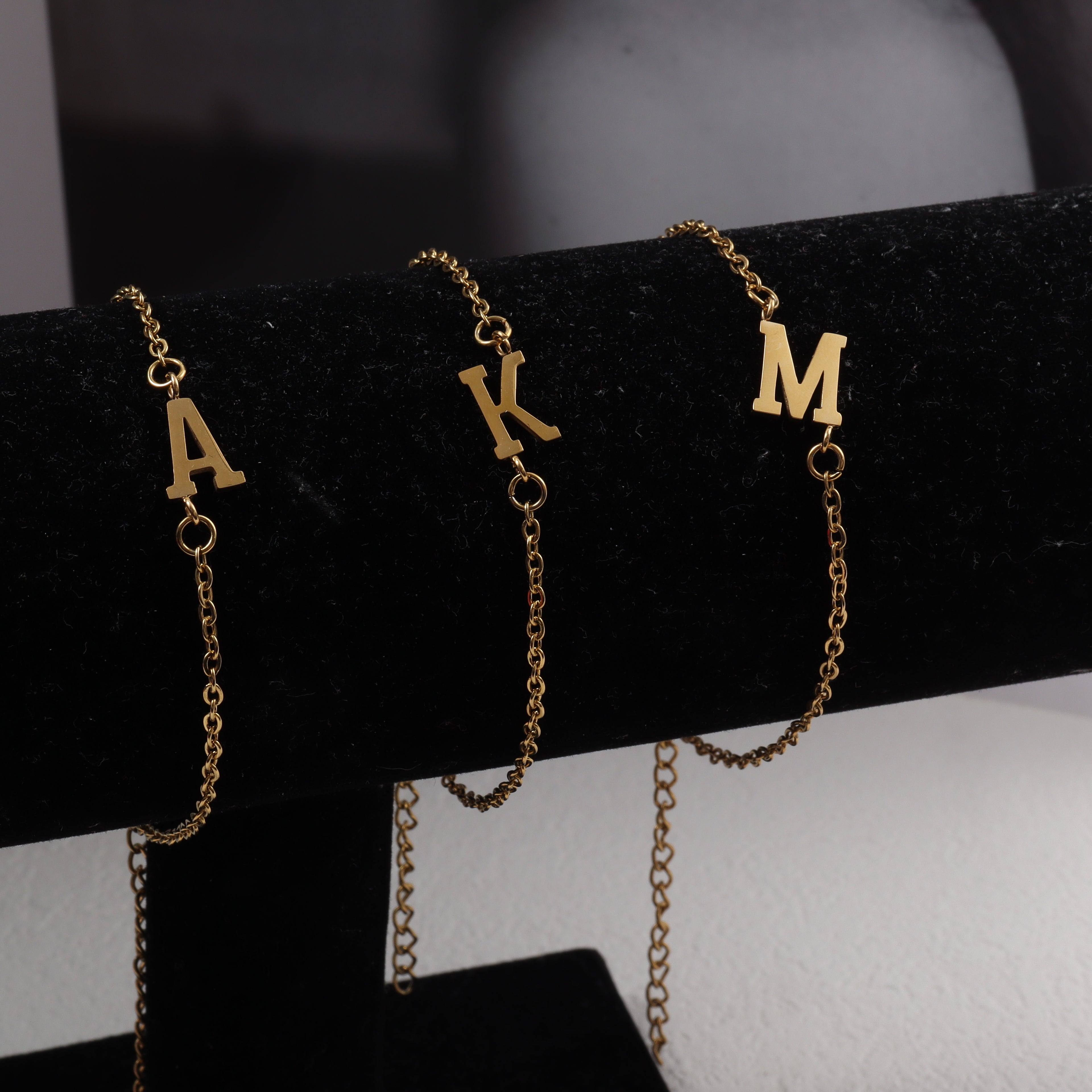Gold Bracelets for Women-18K Dainty Initial A-Z Gold Plated Bracelets Pearls Beaded Link Chain Bracelets Set Layered Jewelry for Women