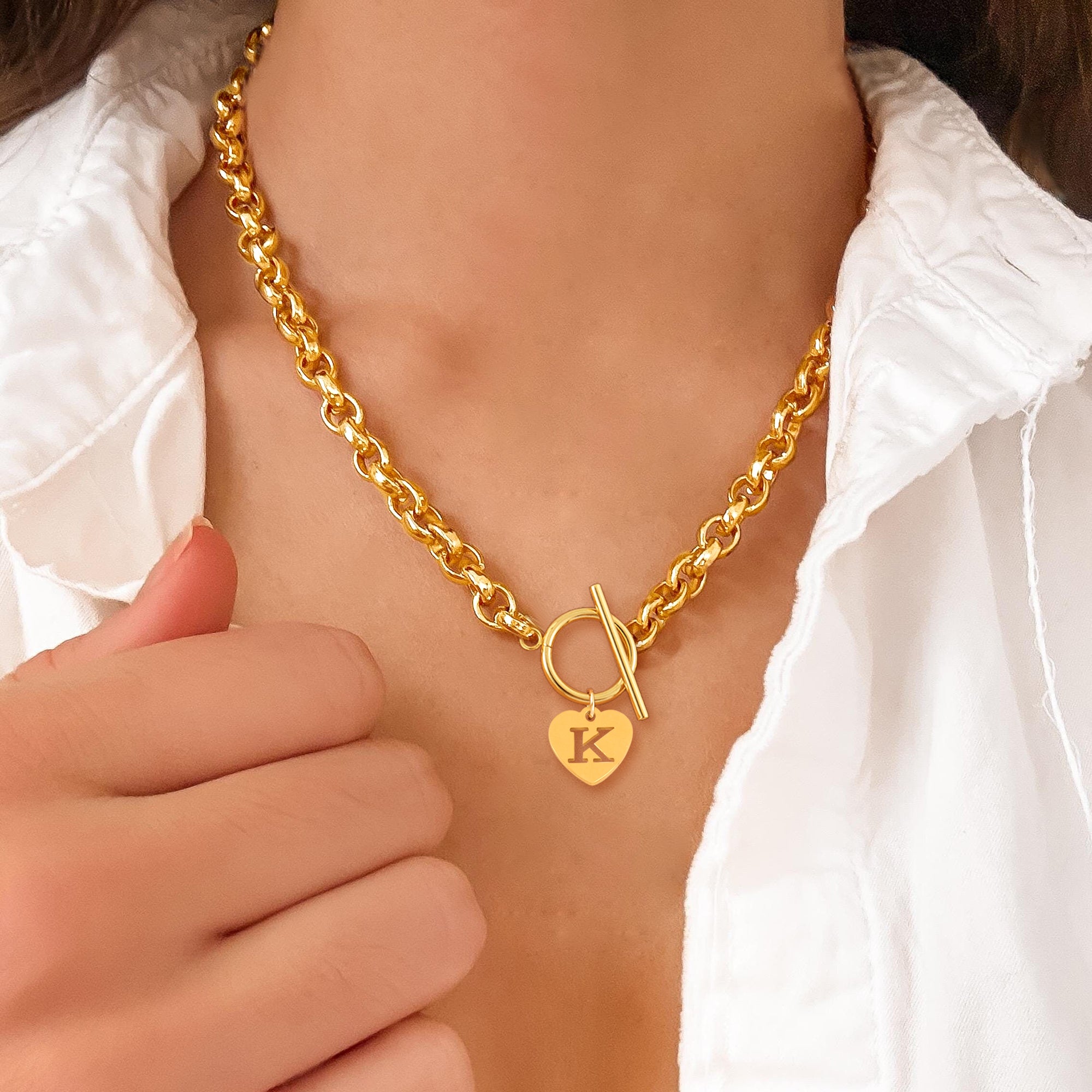 Initial Necklaces for Women 18K Gold Plated Dainty Heart Letter A-Z Necklace for Women Love Jewelry Gift for Women