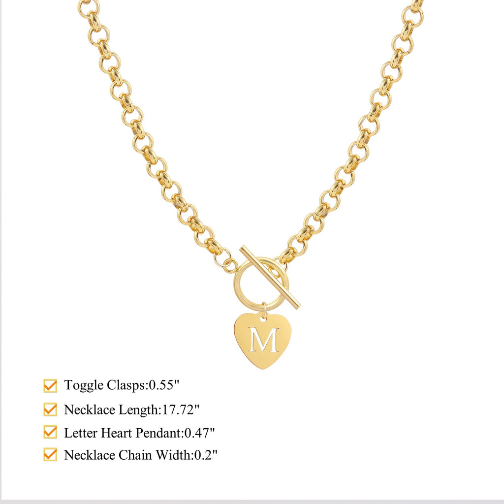 Initial Necklaces for Women 18K Gold Plated Dainty Heart Letter A-Z Necklace for Women Love Jewelry Gift for Women