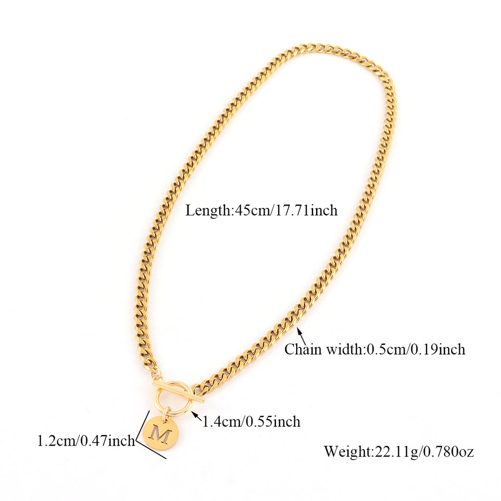 Initial Necklaces for Women 18K Gold Plated Dainty Round Letter A-Z Necklace for Women Love Jewelry Gift for Women