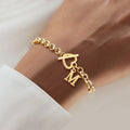 Gold Initial Bracelets For Women -18k Gold Plated Dainty Heart Toggle Clasps A-Z Initial Bracelets For Women Jewelry Gift
