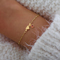 Gold Heart Initial Bracelet for Women,Dainty Red Heart Gold Stainless Steel NK Chain Bracelet For Women