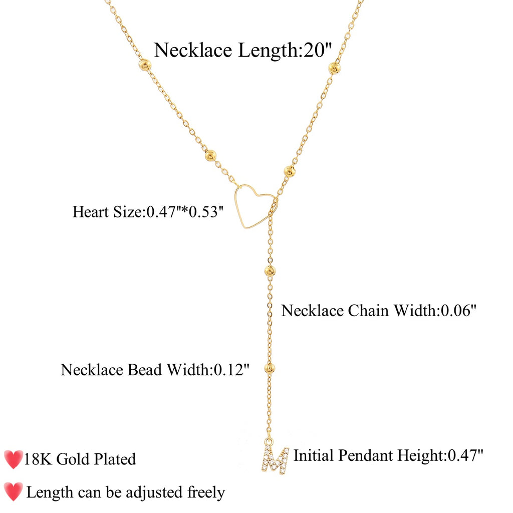 Gold Initial Charm Heart Necklaces For Women-18k Gold Plated Dainty Long Toggle Heart Mothers Day Necklaces For Women Trendy Jewelry Gifts