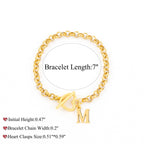 Gold Initial Bracelets For Women -18k Gold Plated Dainty Heart Toggle Clasps A-Z Initial Bracelets For Women Jewelry Gift
