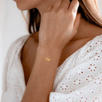 Gold Bracelets for Women-18K Dainty Initial A-Z Gold Plated Bracelets Pearls Beaded Link Chain Bracelets Set Layered Jewelry for Women