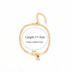 Gold Heart Initial Bracelet for Women,Dainty Red Heart Gold Stainless Steel NK Chain Bracelet For Women